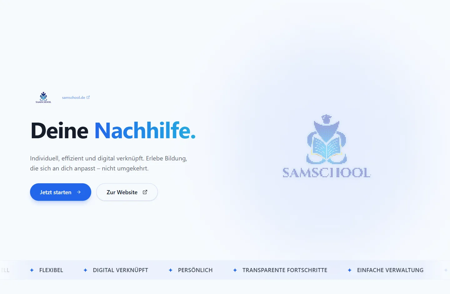 Startansicht der Samschool App